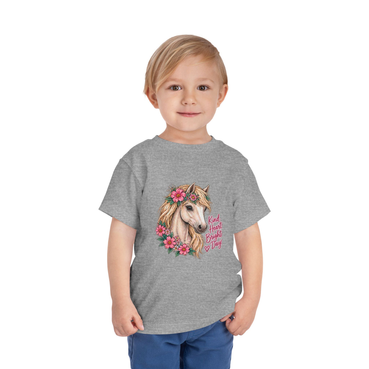 Toddler Tee — Floral Horse "Kind Hearts Bright Days" Cute Pony Shirt