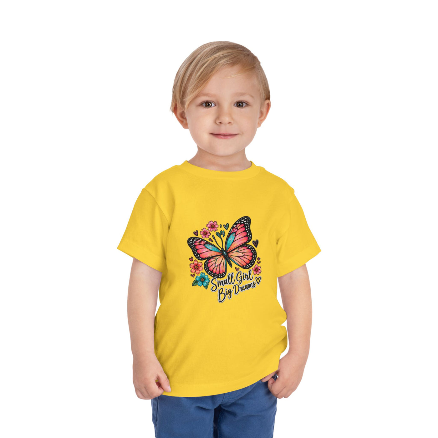 Toddler Tee — "Small Girl Big Dreams" Butterfly Floral Shirt