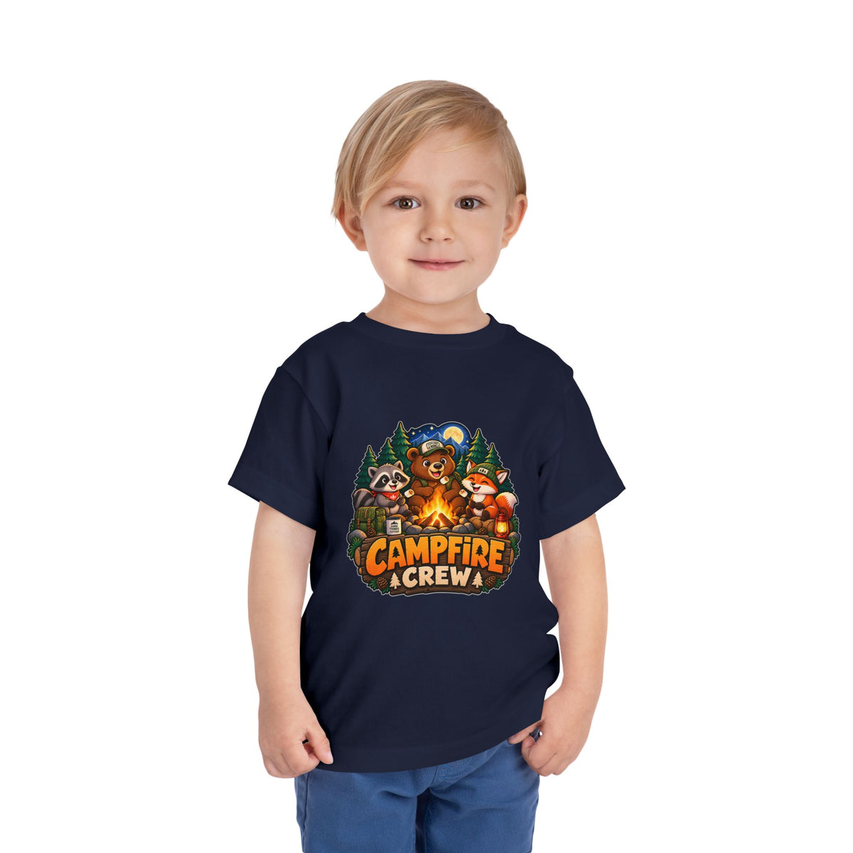 Toddler Tee — "Campfire Crew" Cute Woodland Animals Camping Shirt