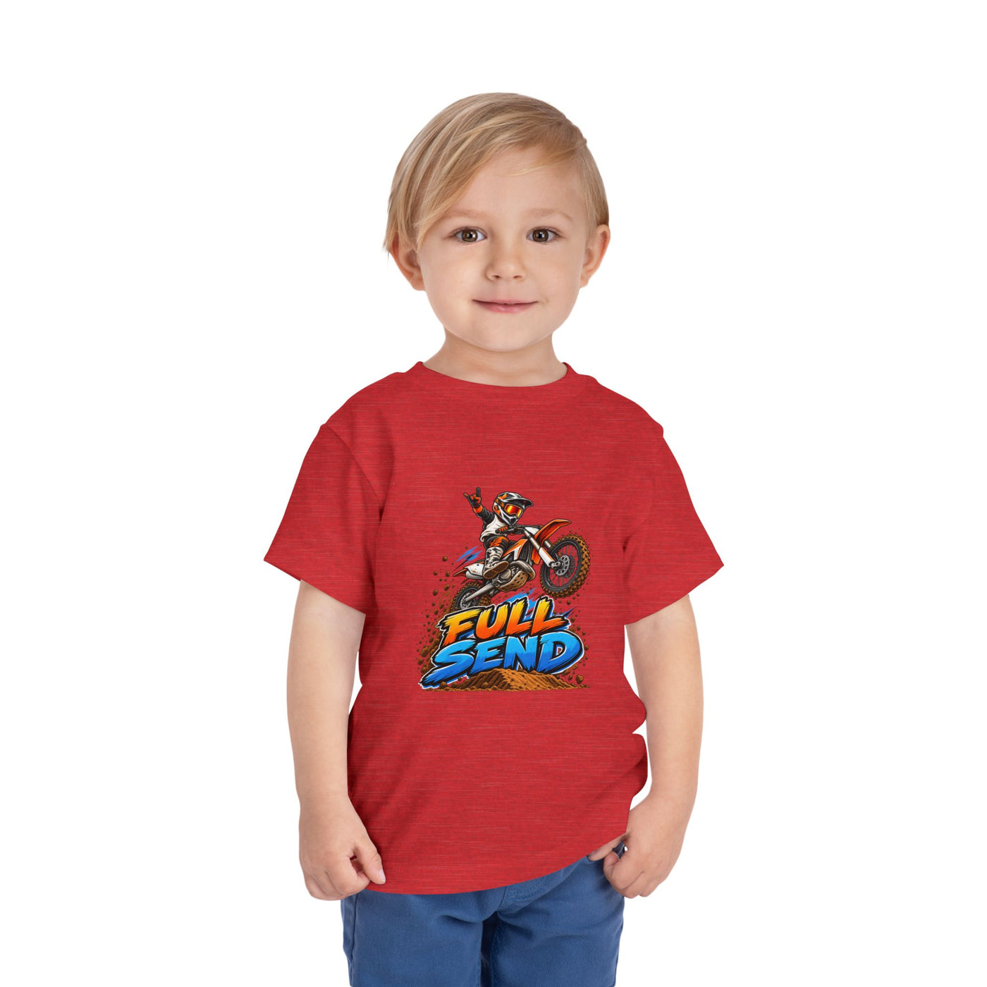 Toddler Tee — "Full Send" Dirt Bike Graphic