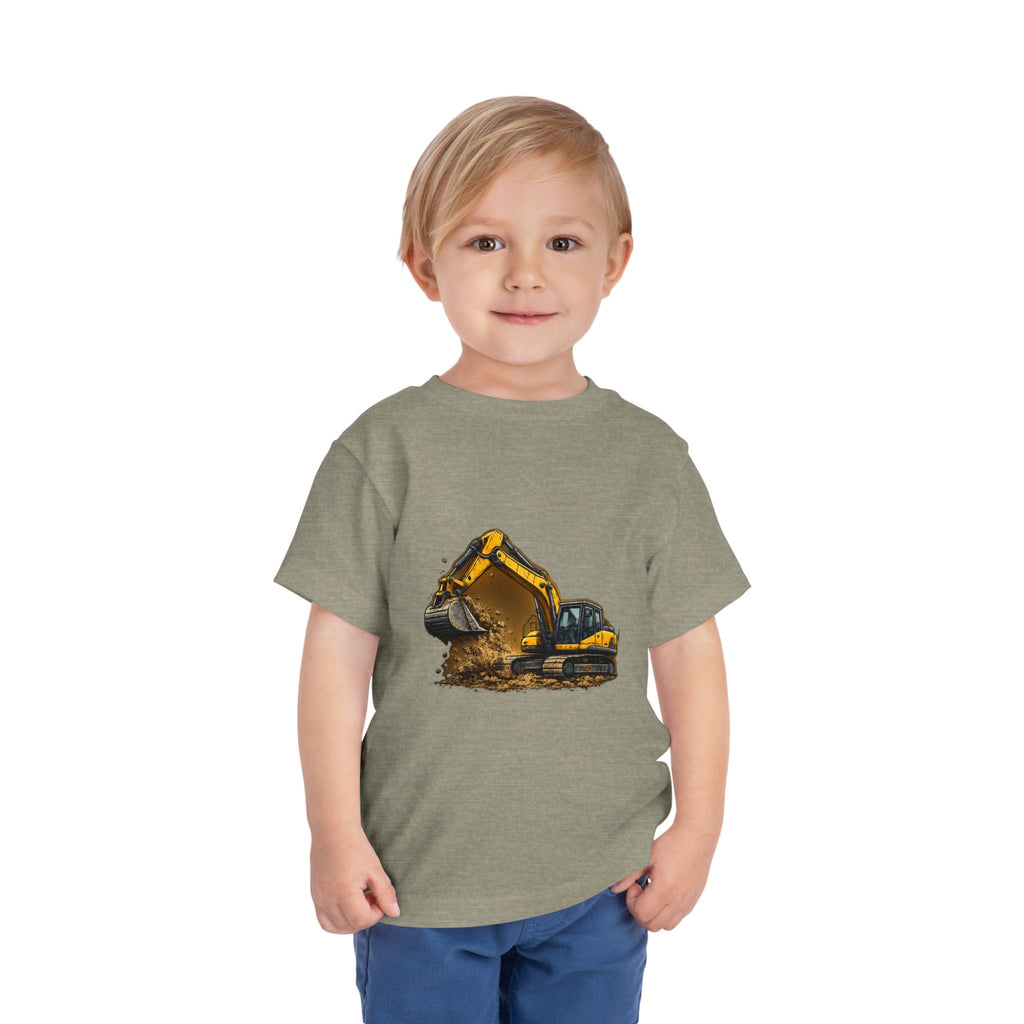 Toddler Excavator Tee — Yellow Digging Construction Truck Shirt