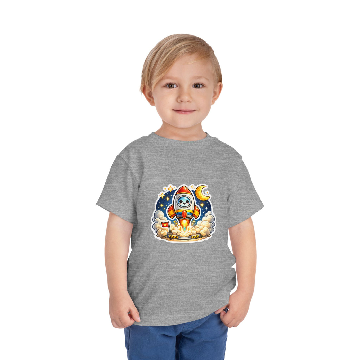 Toddler Tee — Cute Rocket Astronaut Launch Graphic