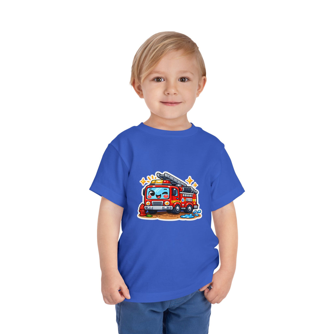 Toddler Tee — Cute Cartoon Fire Truck Graphic Shirt for Kids