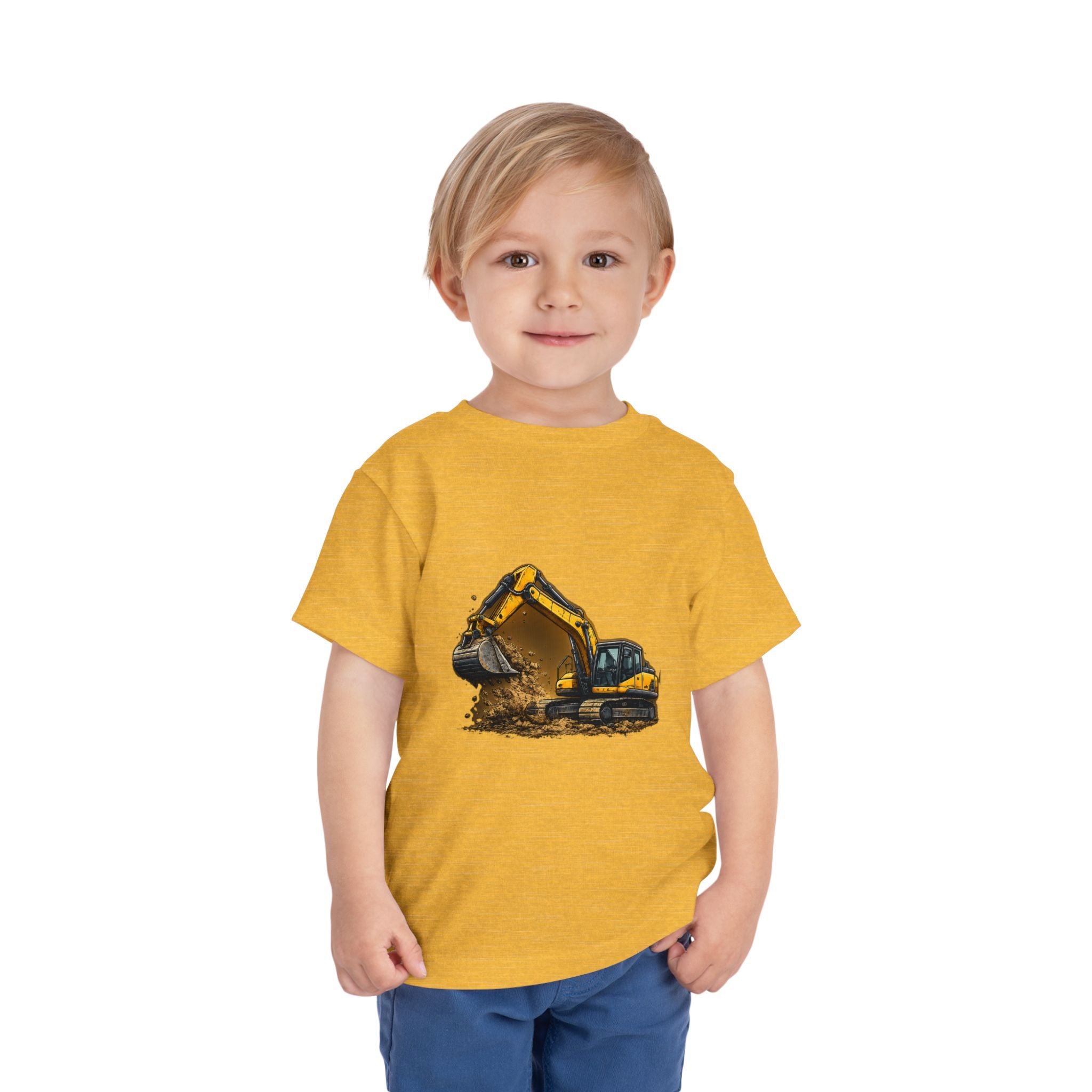 Toddler Excavator Tee — Yellow Digging Construction Truck Shirt