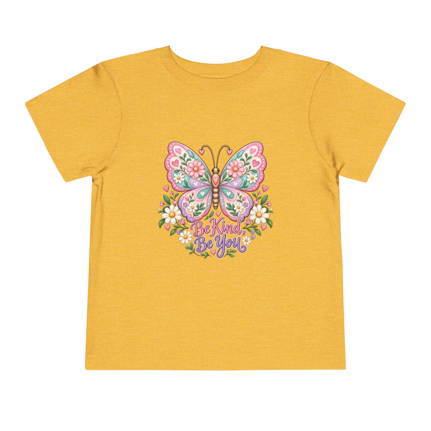 Toddler Tee — Pink Butterfly “Be Kind Be You” Floral Graphic