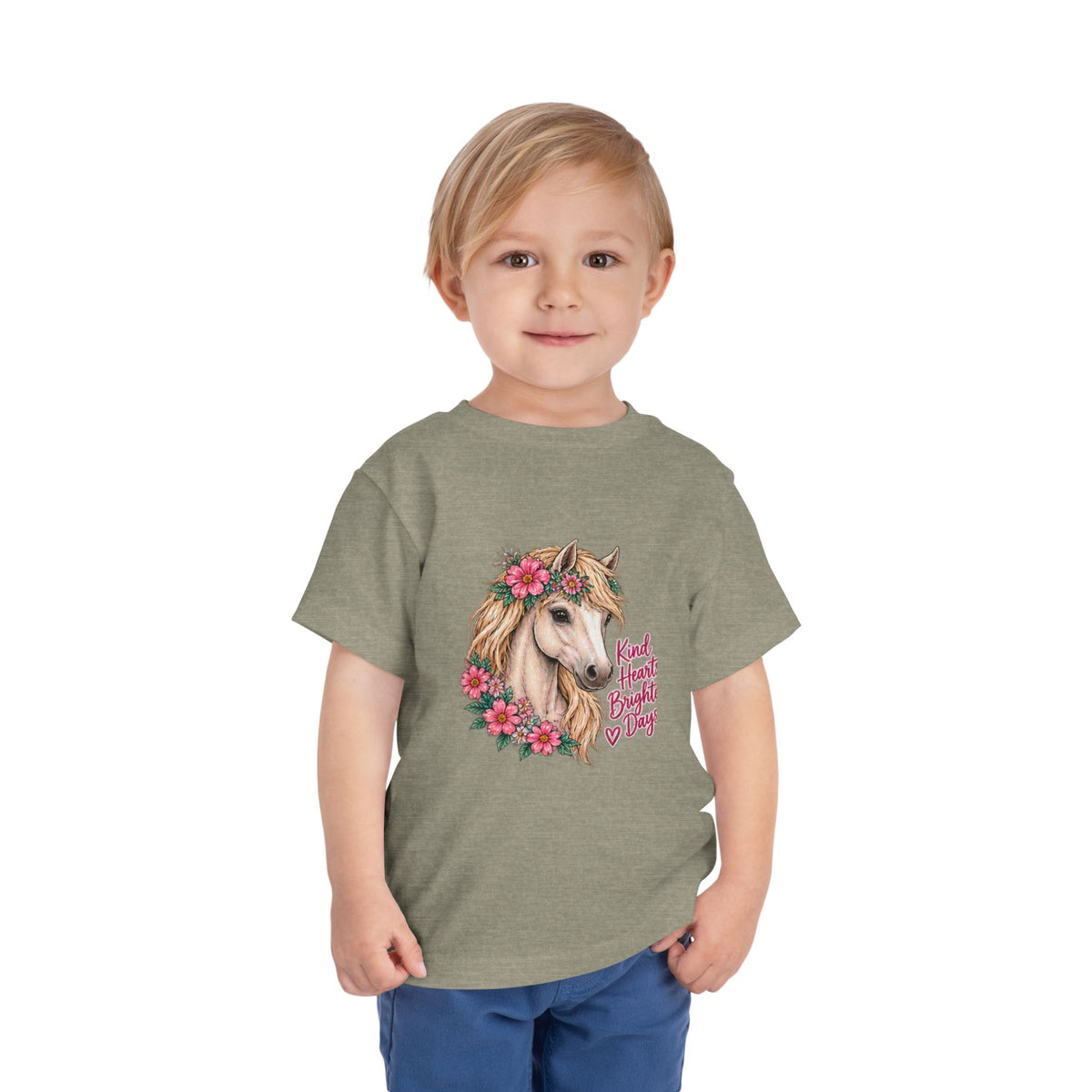 Toddler Tee — Floral Horse "Kind Hearts Bright Days" Cute Pony Shirt