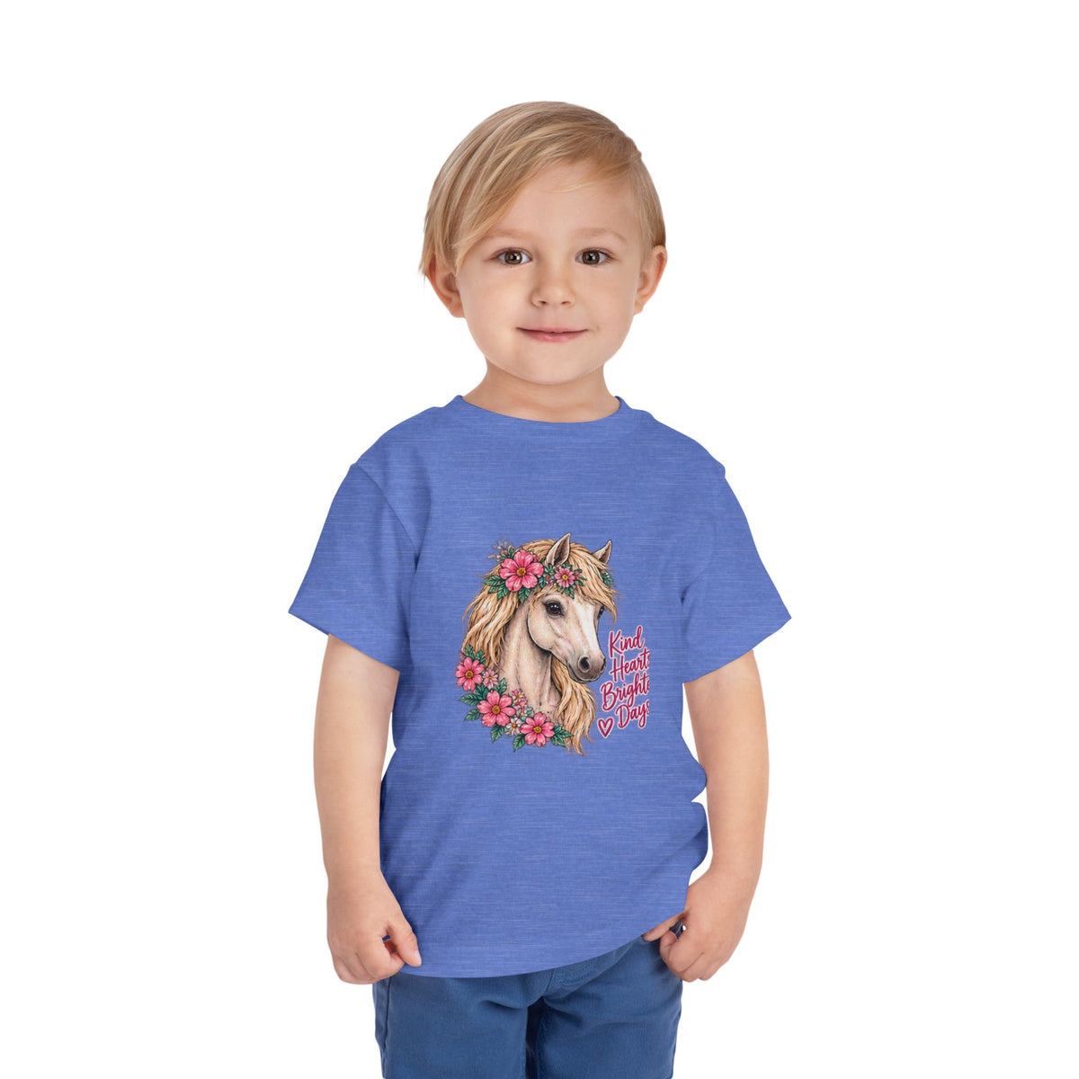 Toddler Tee — Floral Horse "Kind Hearts Bright Days" Cute Pony Shirt
