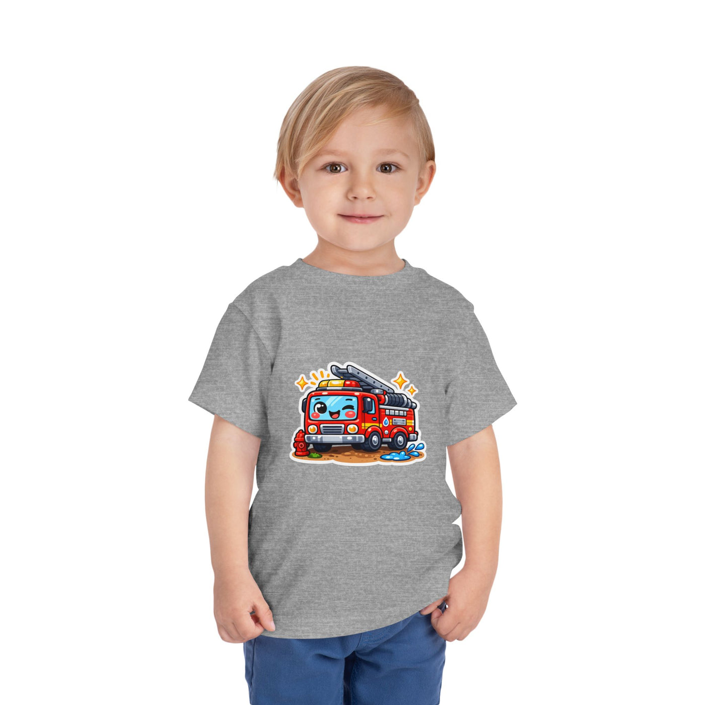 Toddler Tee — Cute Cartoon Fire Truck Graphic Shirt for Kids