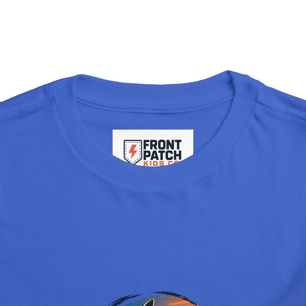Toddler Tee — 'Front Patch' Surf Shark Graphic Sunset Kids Shirt