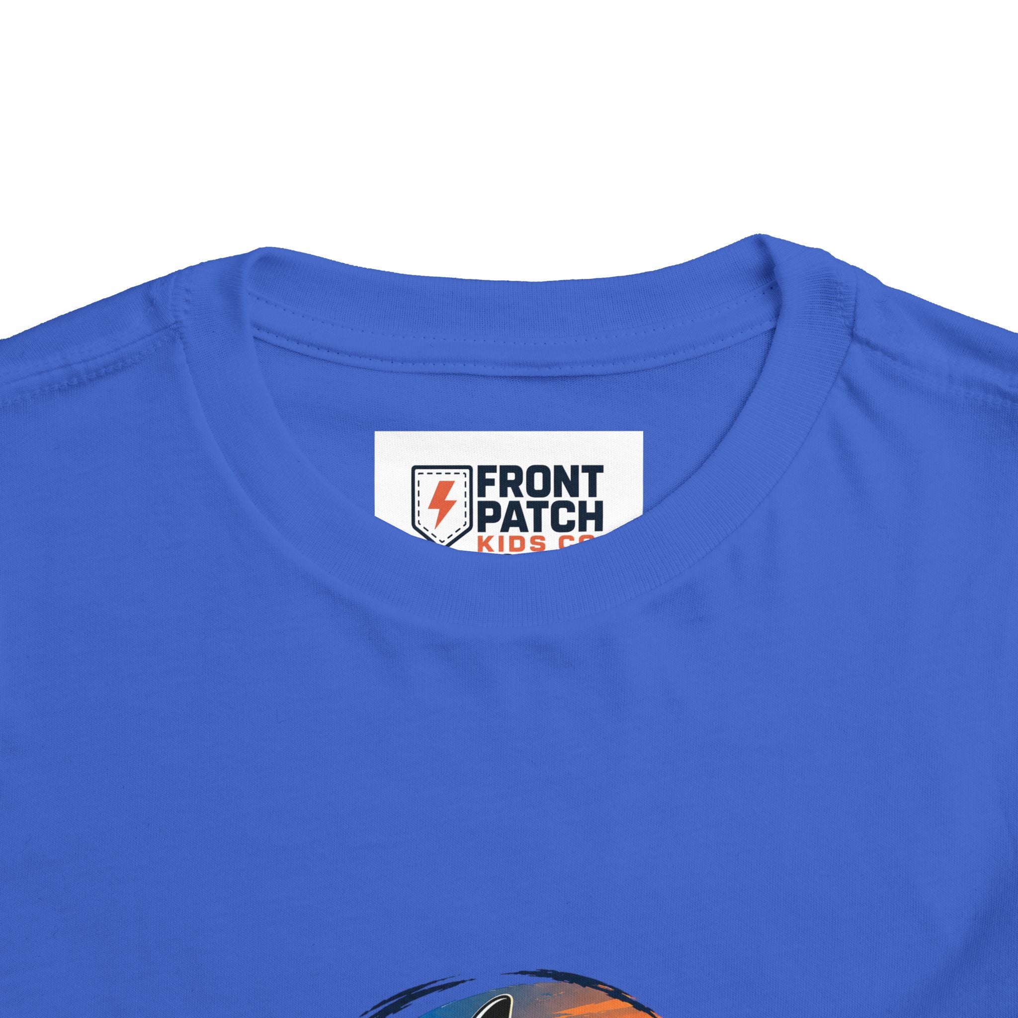 Toddler Tee — 'Front Patch' Surf Shark Graphic Sunset Kids Shirt