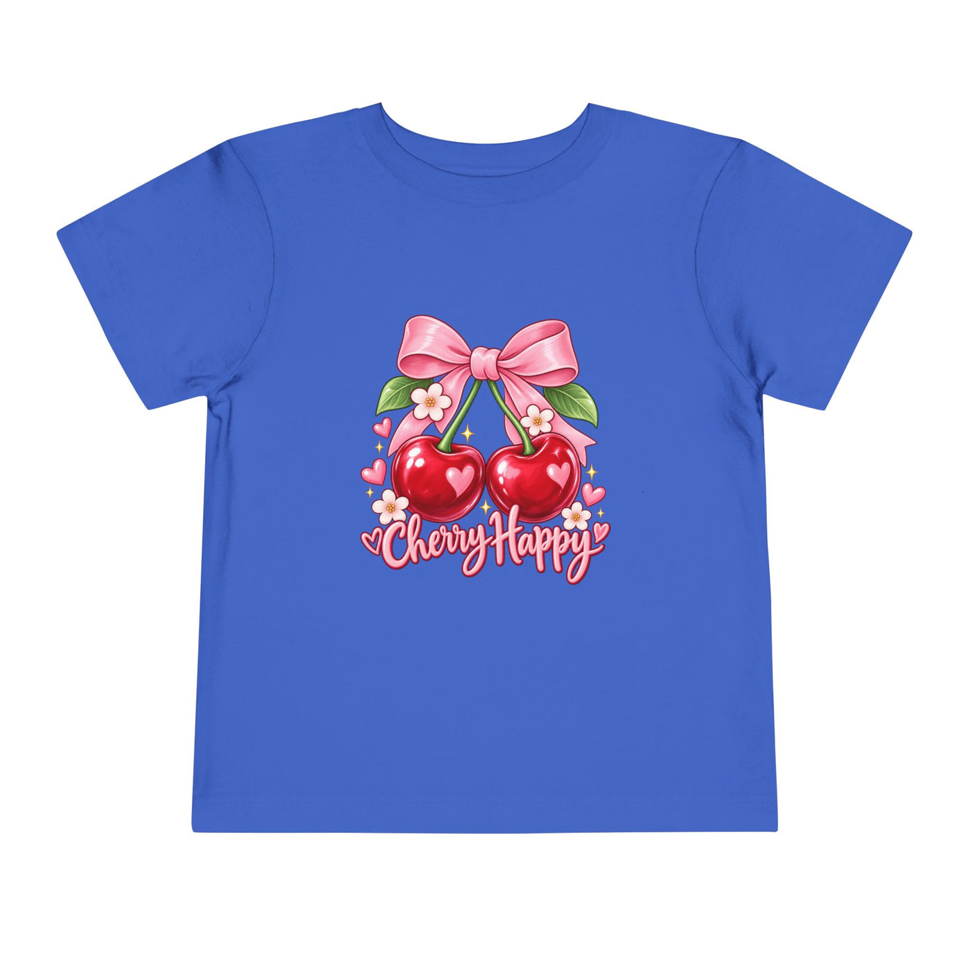 Toddler Cherry Happy Tee — Cute Pink Bow Cherries Kids Shirt