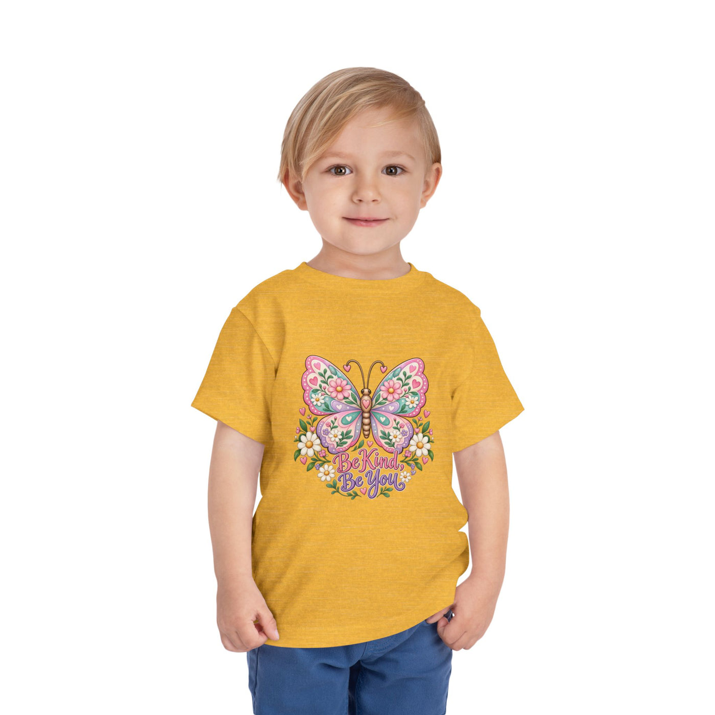 Toddler Tee — Pink Butterfly “Be Kind Be You” Floral Graphic