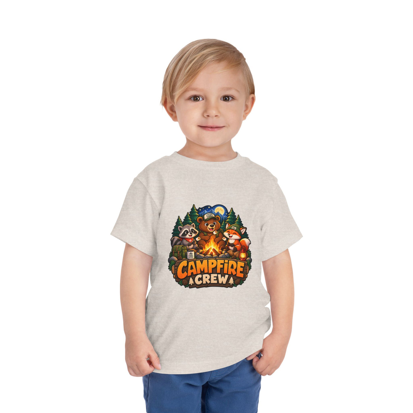 Toddler Tee — "Campfire Crew" Cute Woodland Animals Camping Shirt