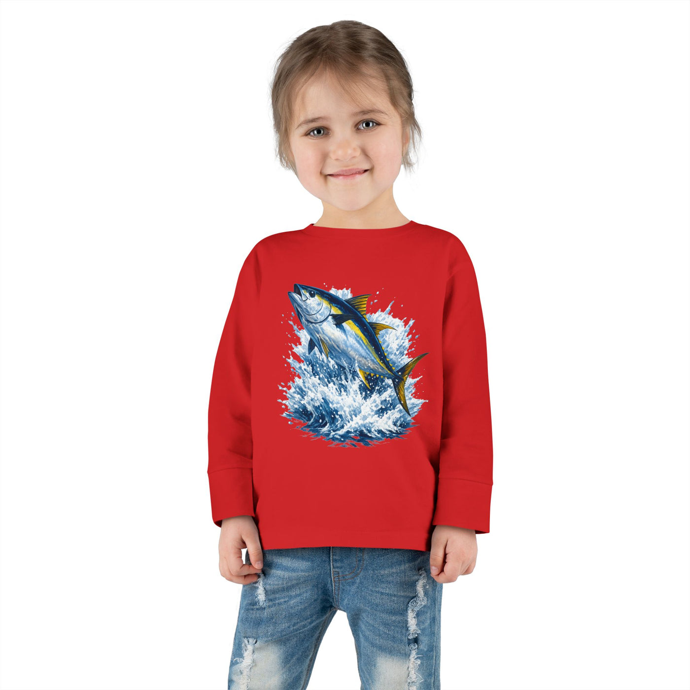 Toddler Long Sleeve Tee - Bluefin Tuna Splash Graphic
