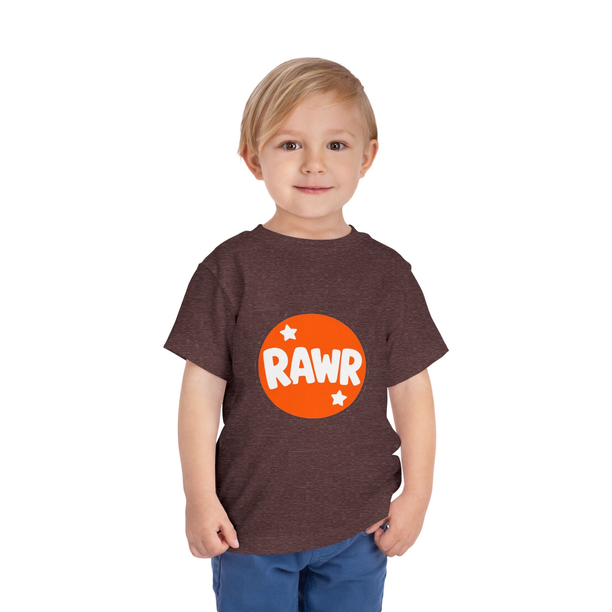 Toddler Tee — "RAWR" Orange Circle Graphic