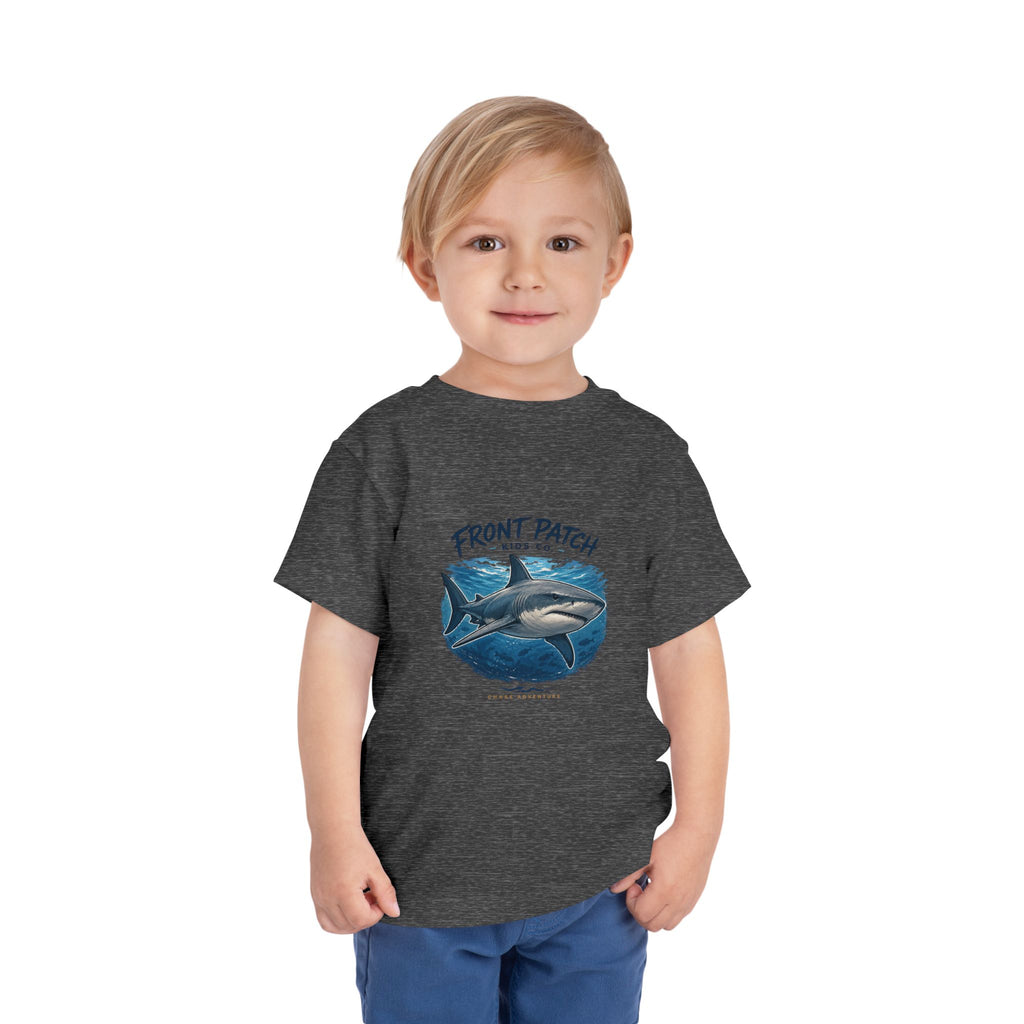 Toddler Shark Tee - "Front Patch" Ocean Shark Graphic Kids Shirt