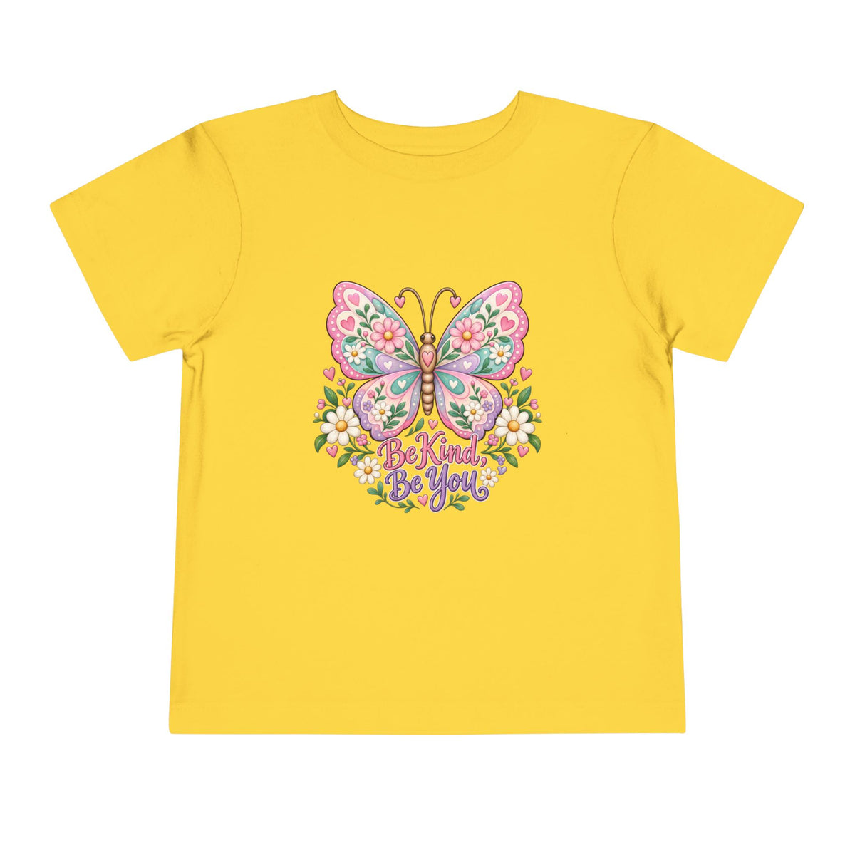 Toddler Tee — Pink Butterfly “Be Kind Be You” Floral Graphic