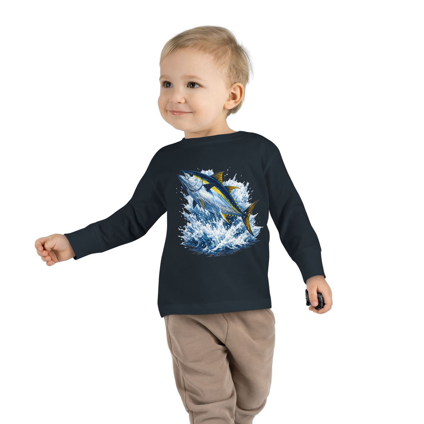 Toddler Long Sleeve Tee - Bluefin Tuna Splash Graphic