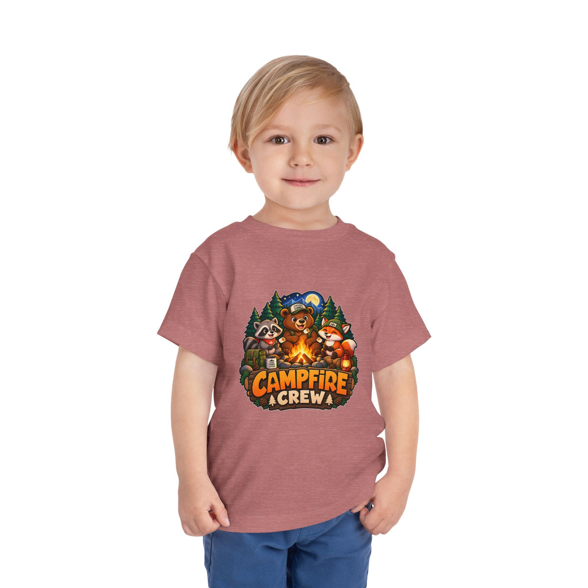 Toddler Tee — "Campfire Crew" Cute Woodland Animals Camping Shirt