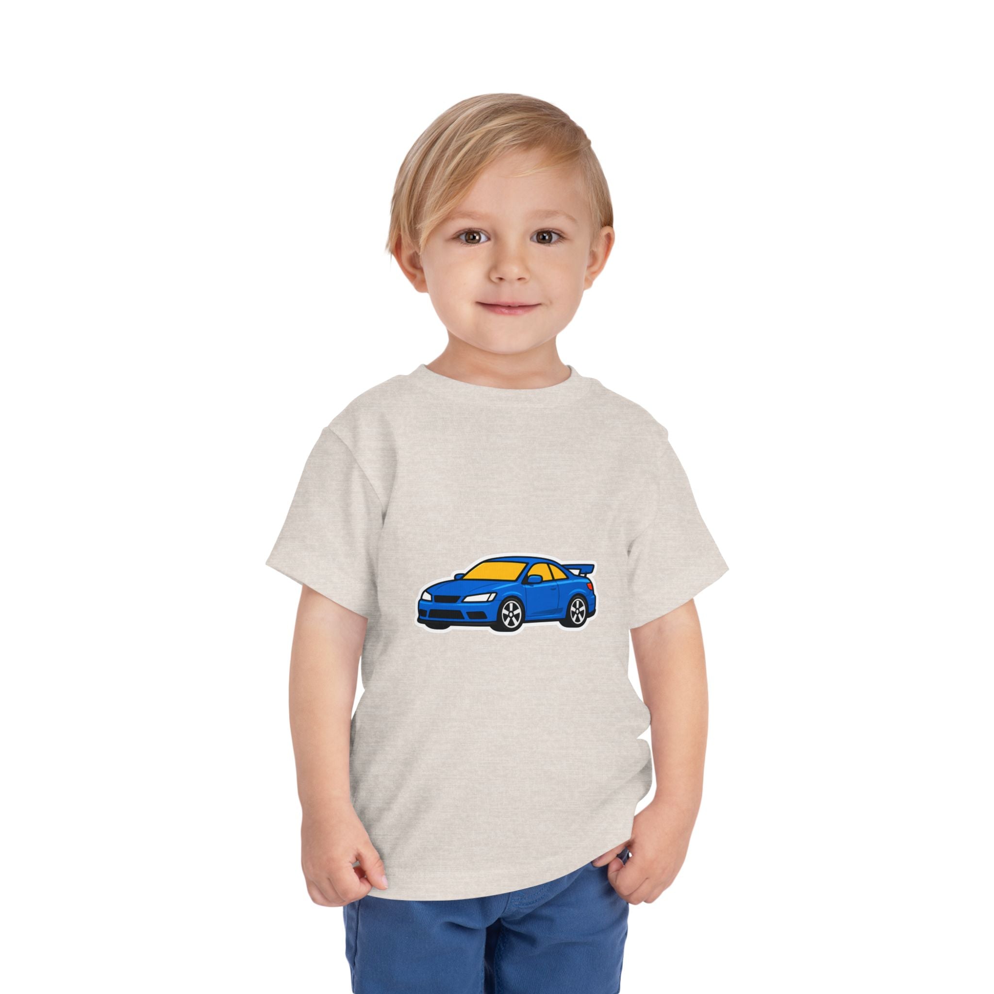 Toddler Car Tee — Blue Race Car Graphic Shirt for Kids
