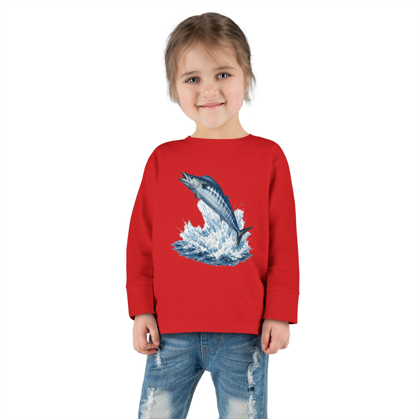 Toddler Long Sleeve Tee — Leaping Tuna Ocean Graphic