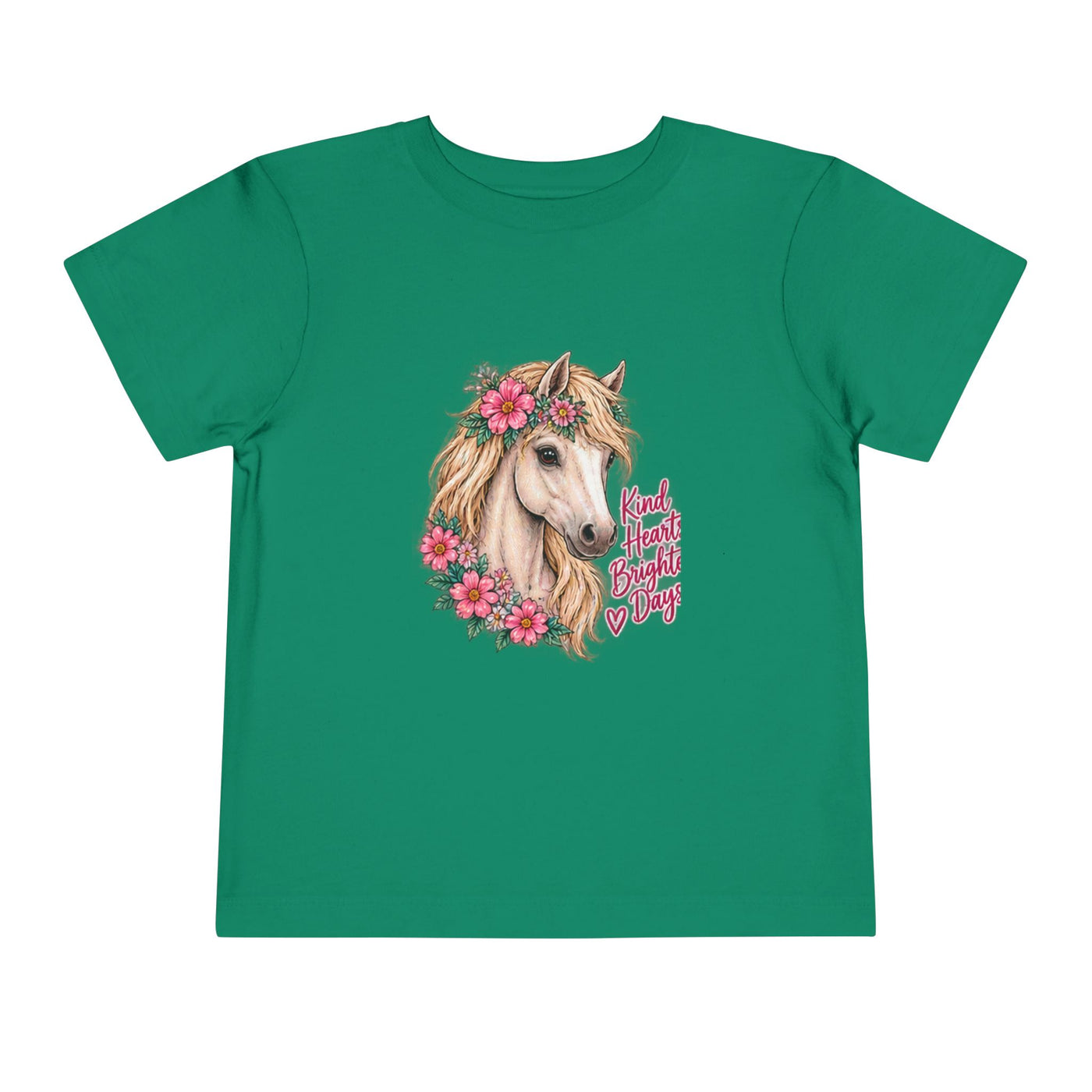 Toddler Tee — Floral Horse "Kind Hearts Bright Days" Cute Pony Shirt