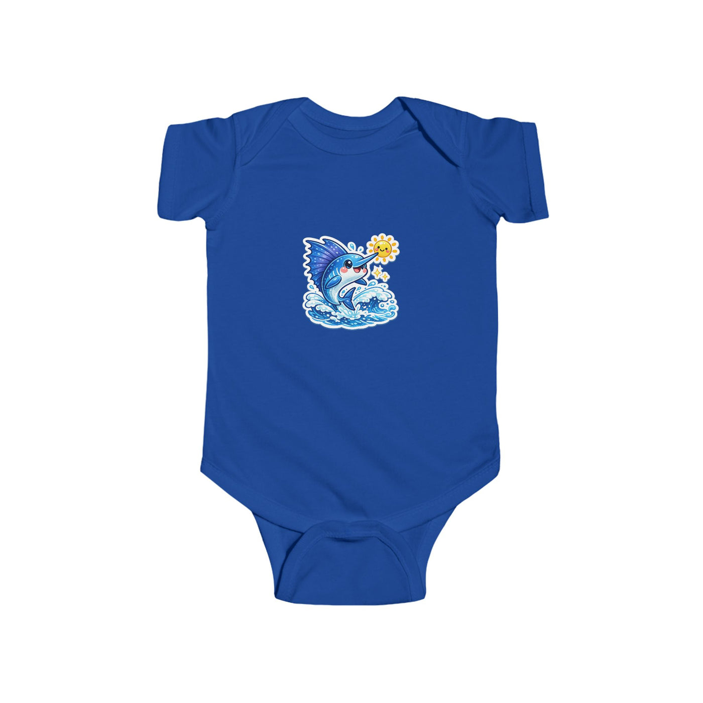 Infant Bodysuit — Cute Surfing Shark with Sun Baby Onesie