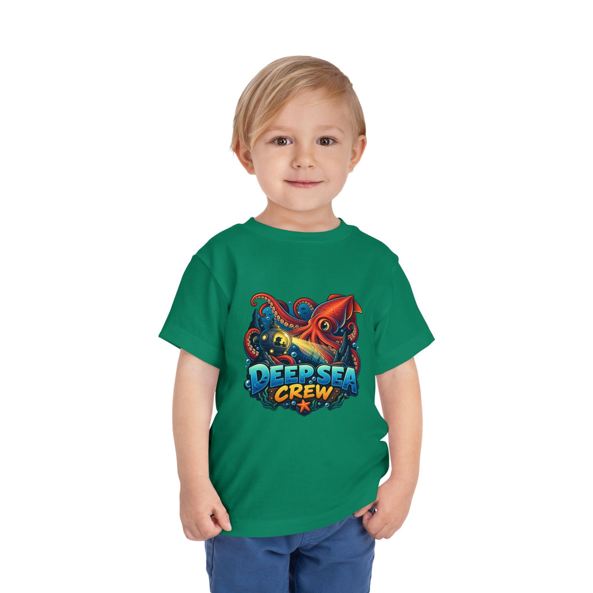 Toddler Tee — "Deep Sea Crew" Cute Squid Ocean Graphic Shirt