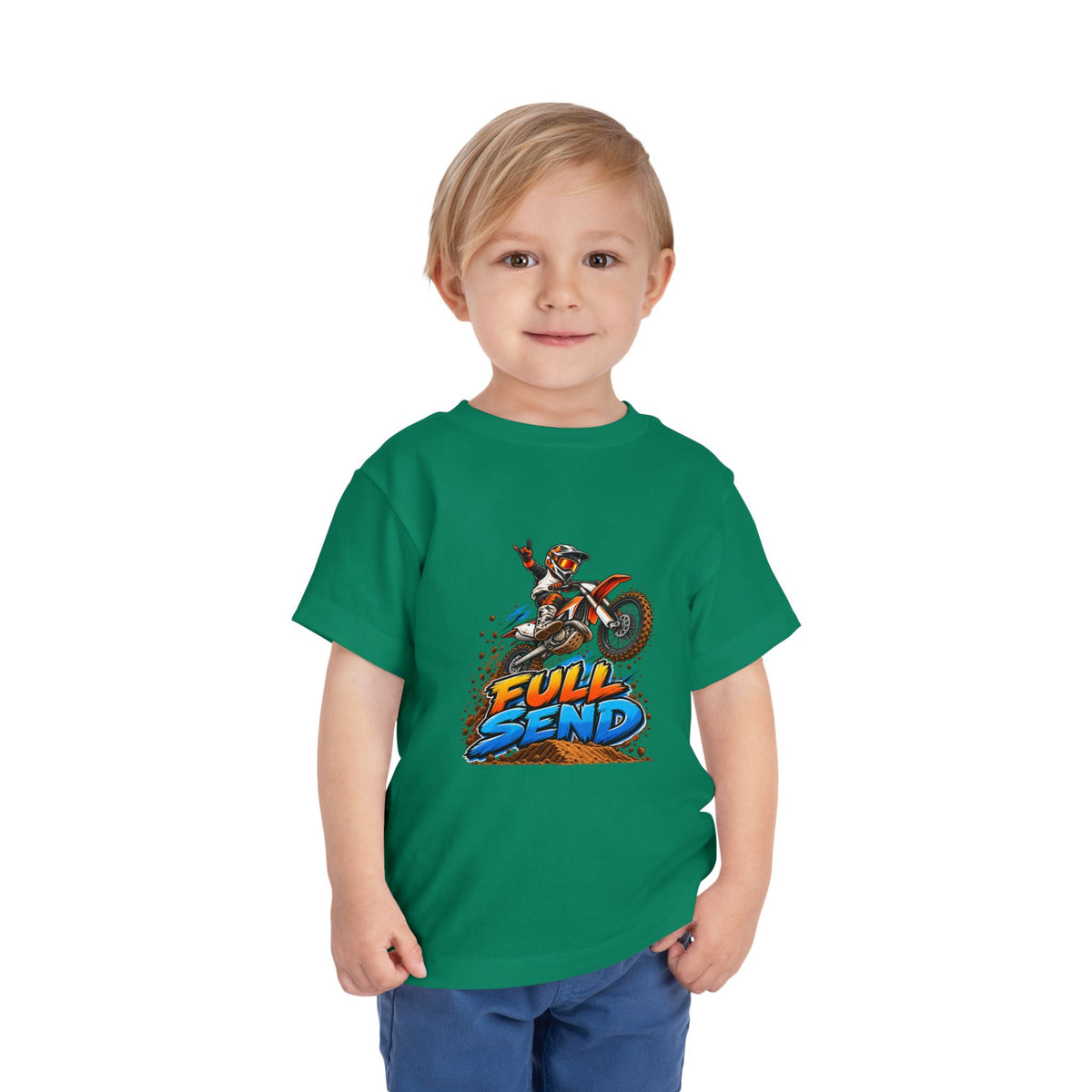 Toddler Tee — "Full Send" Dirt Bike Graphic
