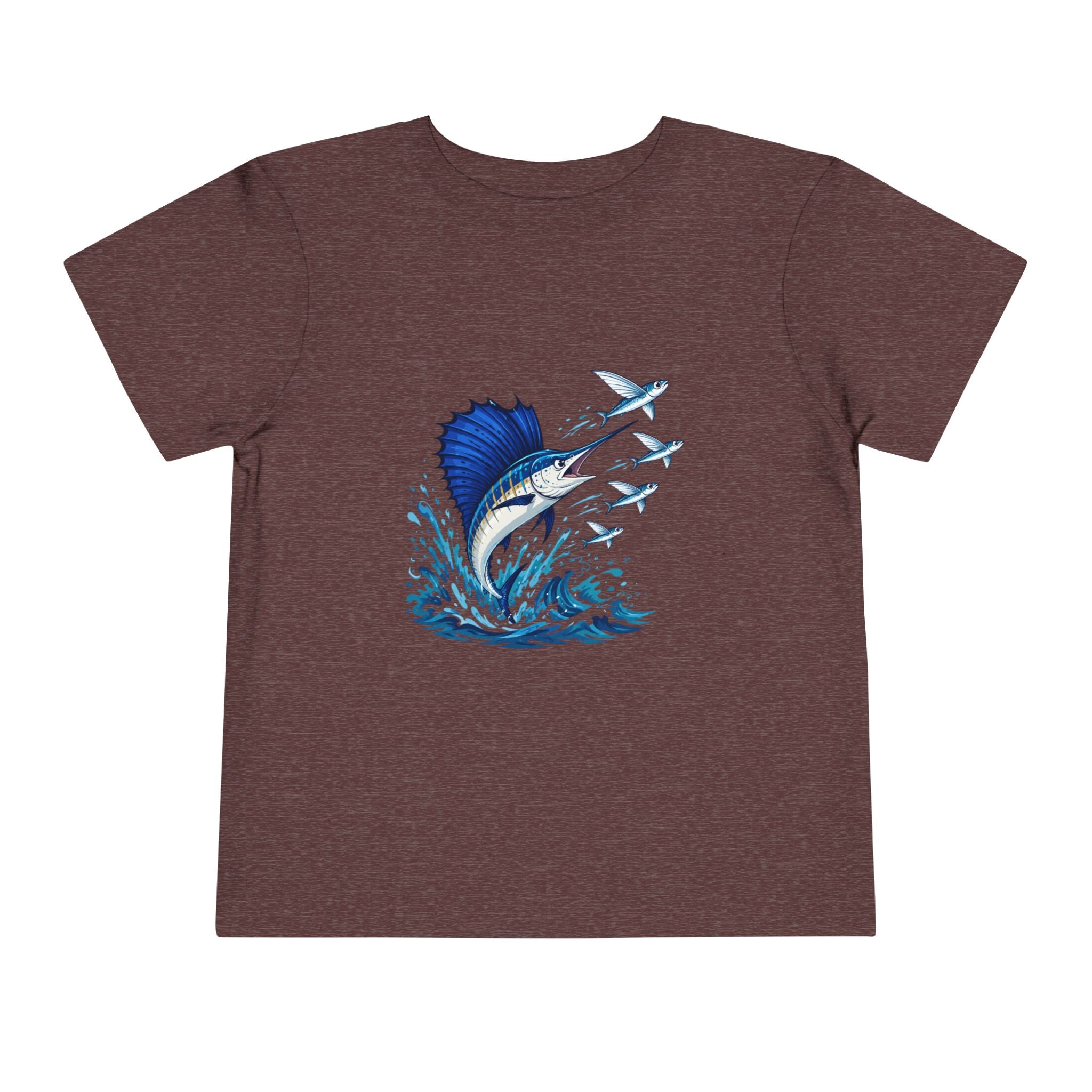 Toddler Tee — Blue Sailfish & Flying Fish Ocean Graphic