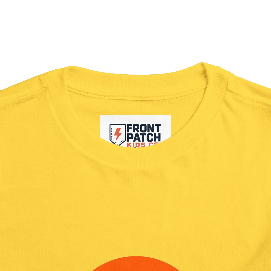 Toddler Tee — "RAWR" Orange Circle Graphic