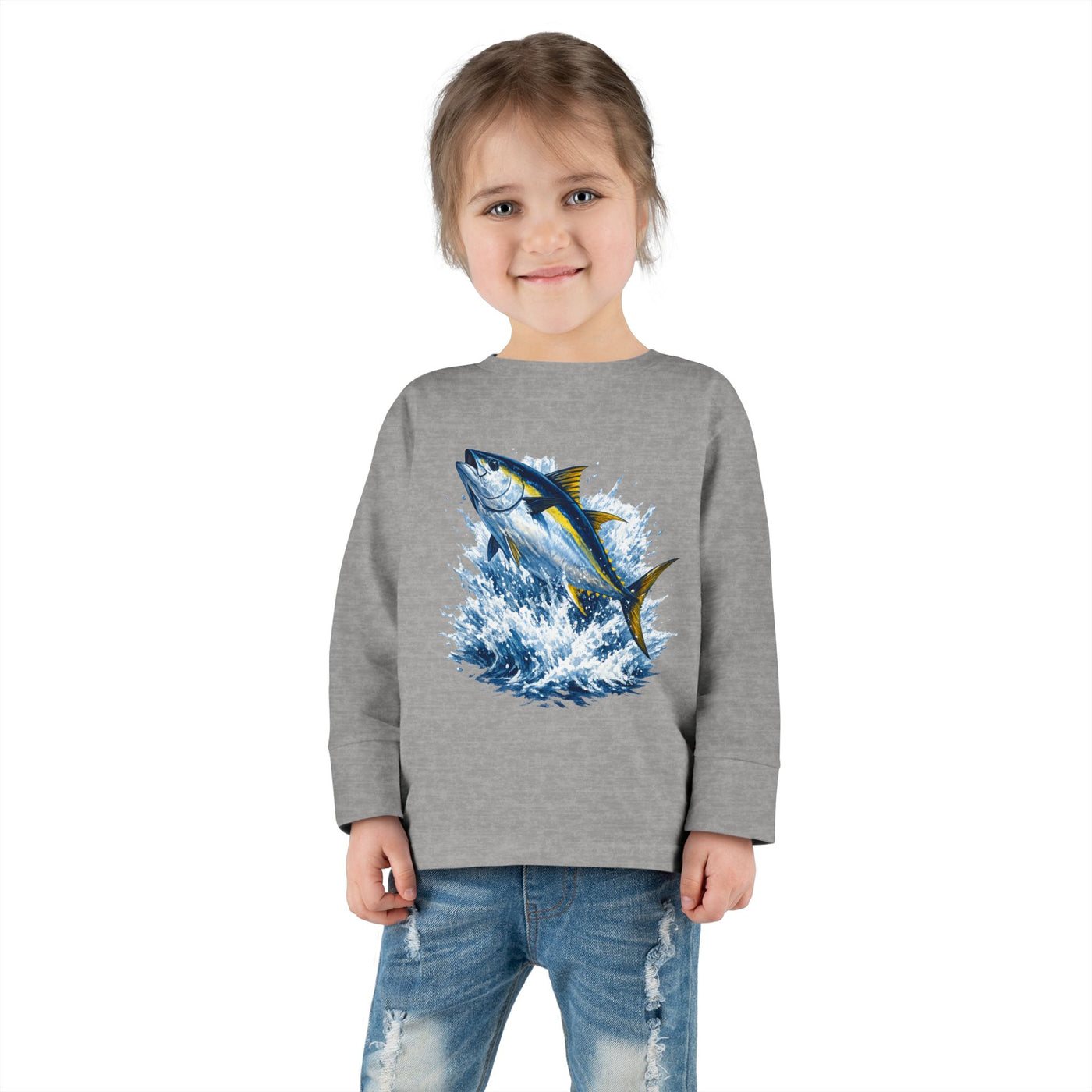 Toddler Long Sleeve Tee - Bluefin Tuna Splash Graphic