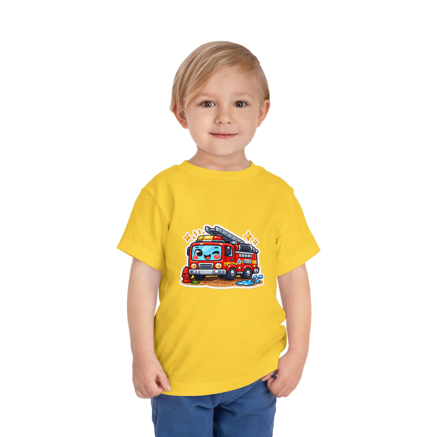 Toddler Tee — Cute Cartoon Fire Truck Graphic Shirt for Kids