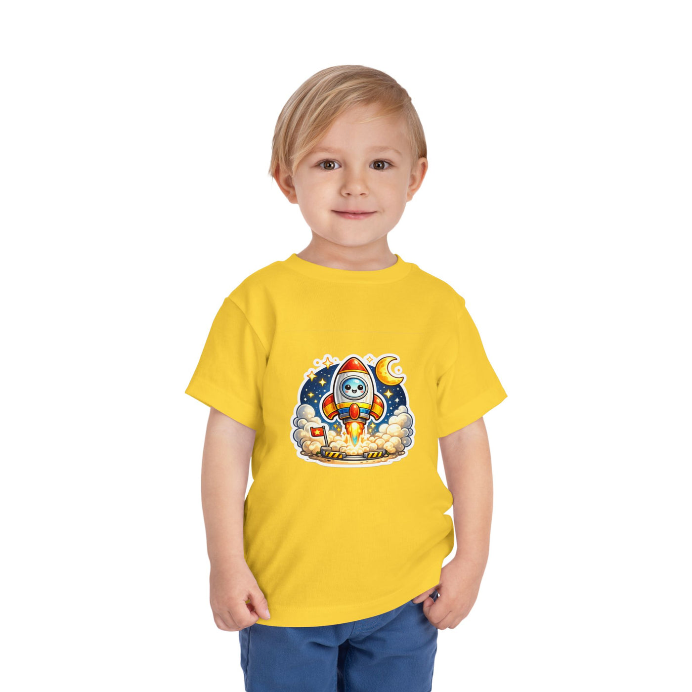 Toddler Tee — Cute Rocket Astronaut Launch Graphic