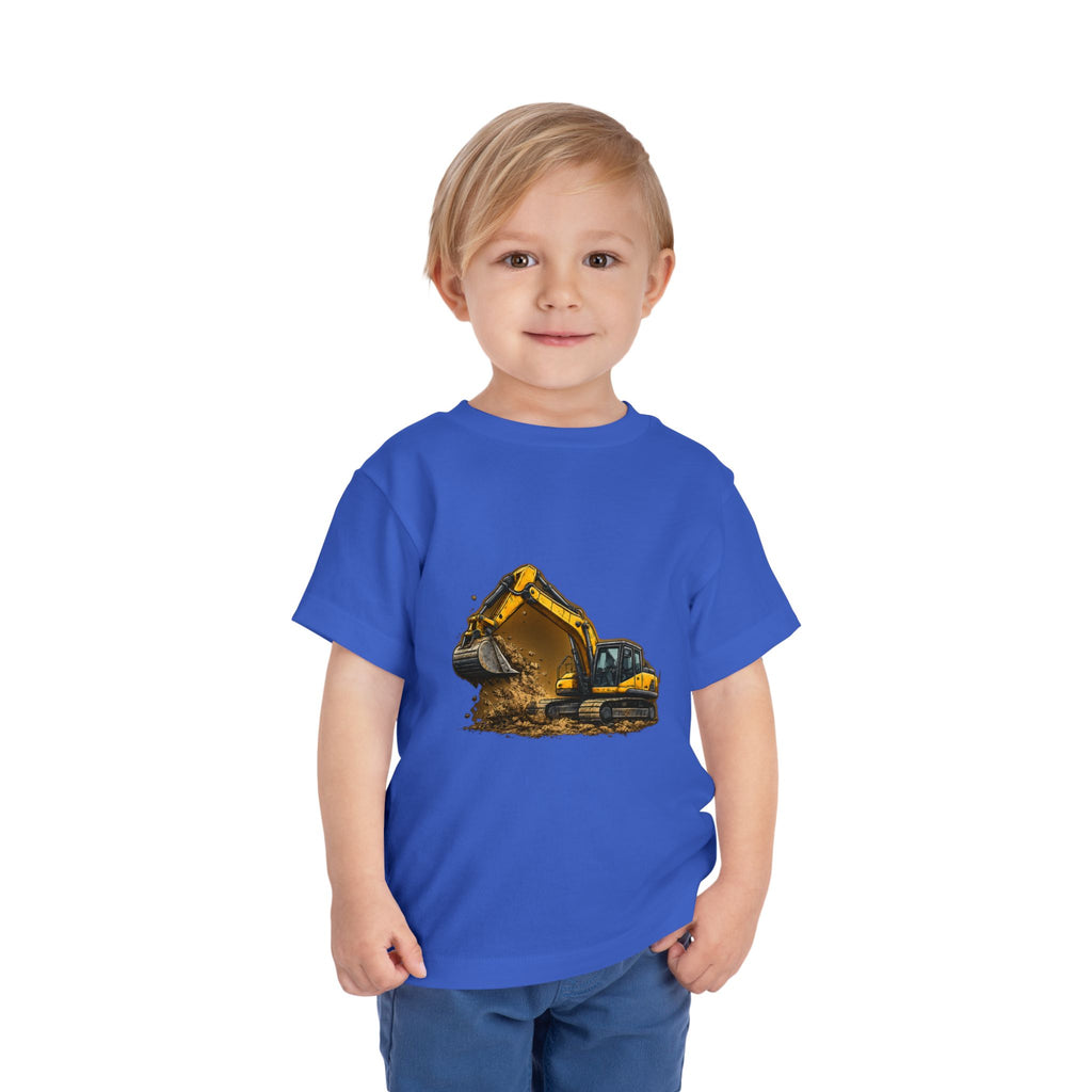 Toddler Excavator Tee — Yellow Digging Construction Truck Shirt