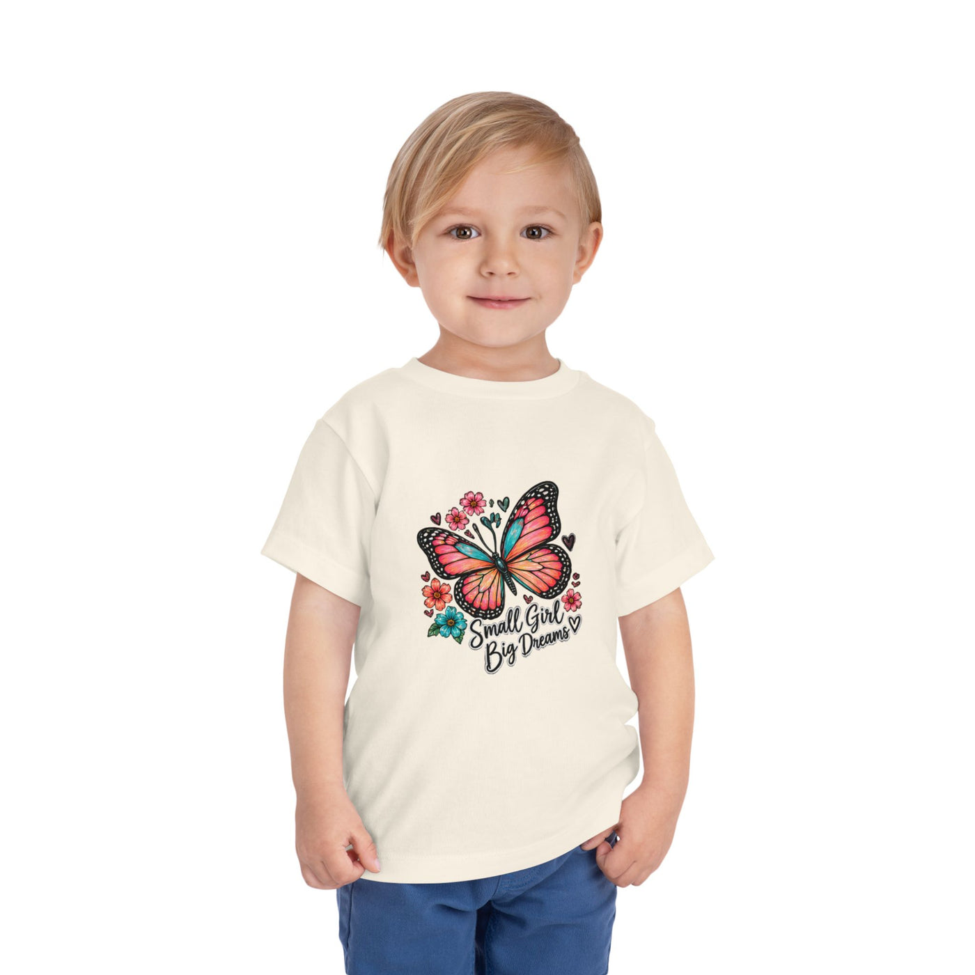 Toddler Tee — "Small Girl Big Dreams" Butterfly Floral Shirt