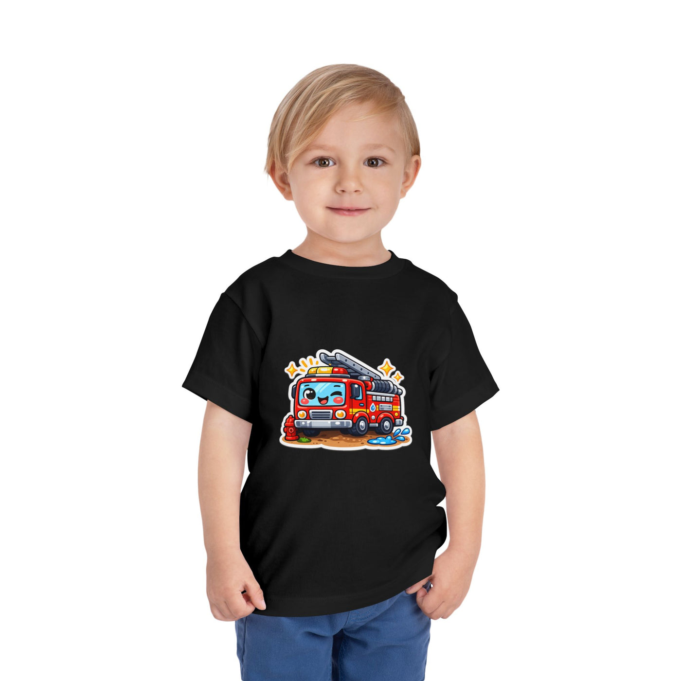 Toddler Tee — Cute Cartoon Fire Truck Graphic Shirt for Kids