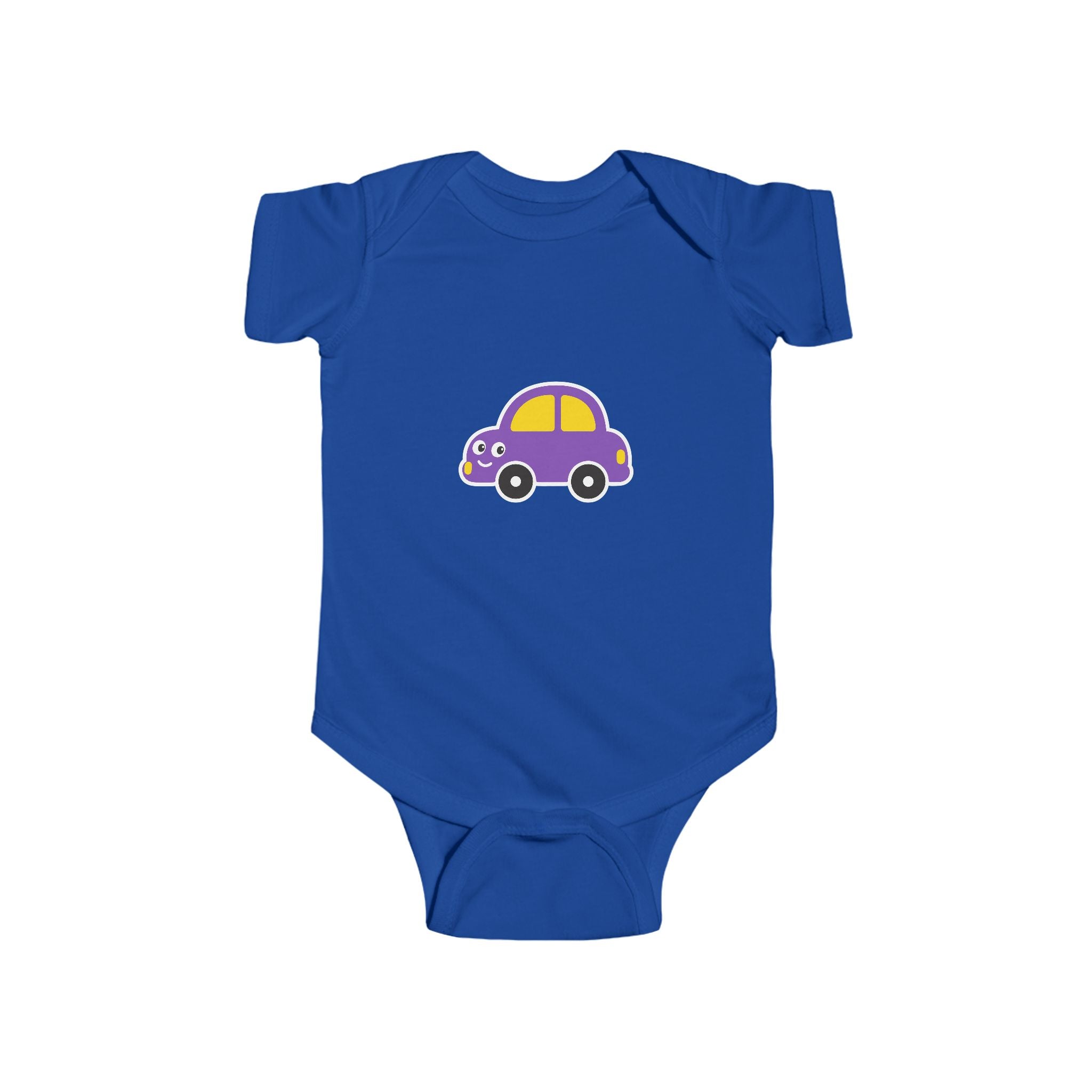 Purple Cartoon Car Baby Bodysuit - Cute Infant Onesie for Newborns & Baby Shower Gifts