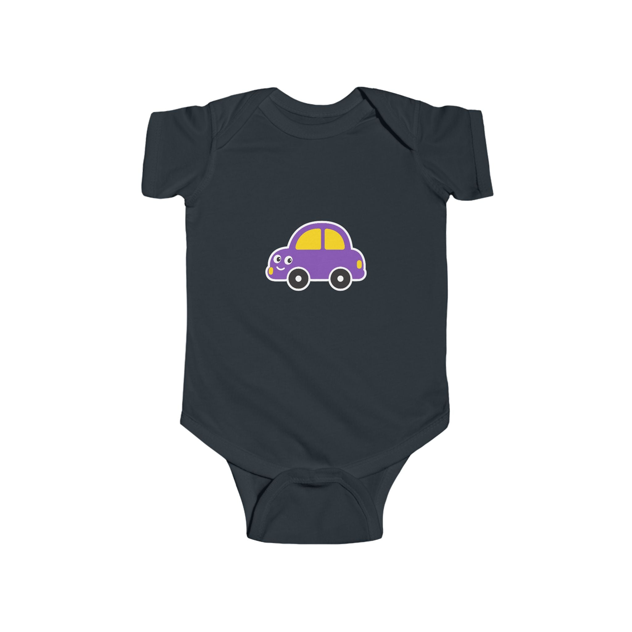 Purple Cartoon Car Baby Bodysuit - Cute Infant Onesie for Newborns & Baby Shower Gifts