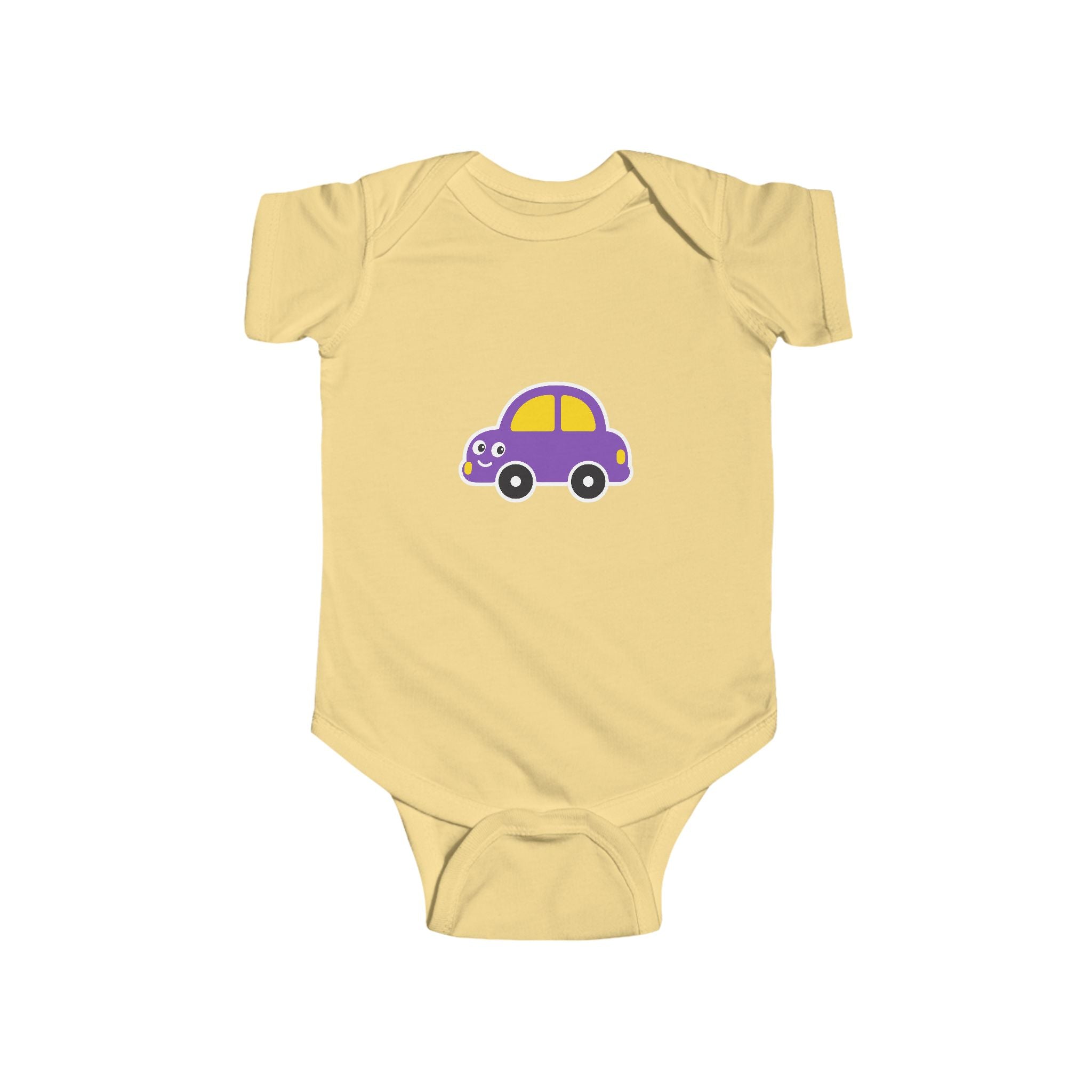 Purple Cartoon Car Baby Bodysuit - Cute Infant Onesie for Newborns & Baby Shower Gifts