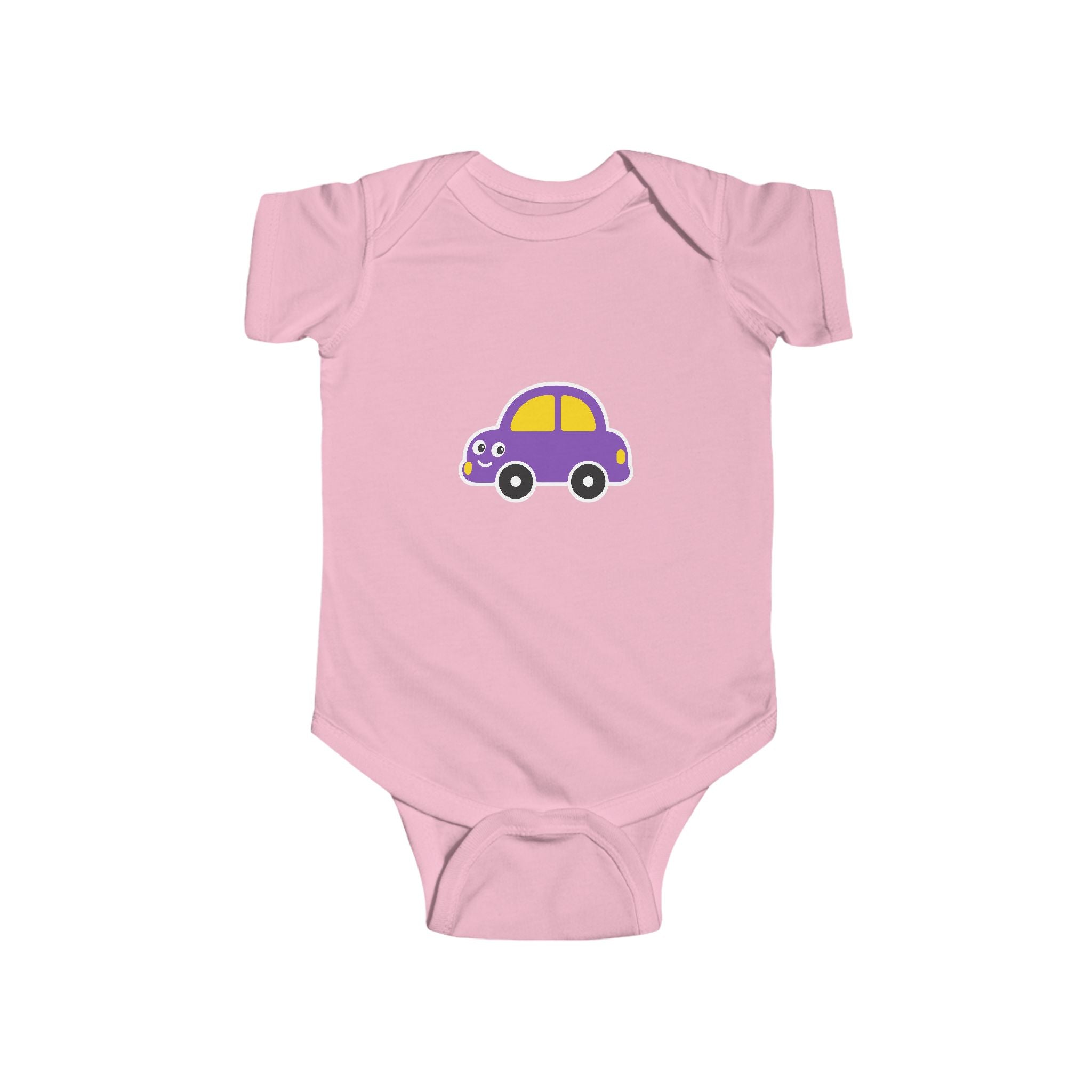 Purple Cartoon Car Baby Bodysuit - Cute Infant Onesie for Newborns & Baby Shower Gifts