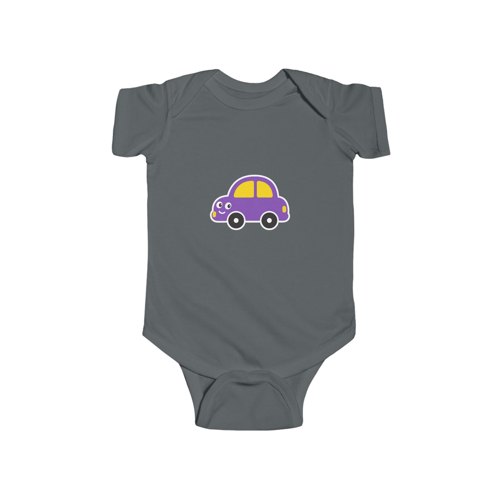 Purple Cartoon Car Baby Bodysuit - Cute Infant Onesie for Newborns & Baby Shower Gifts