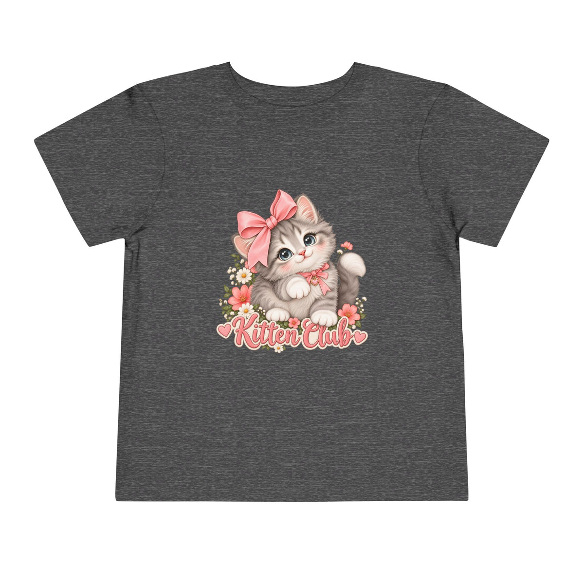 Toddler Tee — "Kitten Club" Cute Floral Bow Cat Shirt