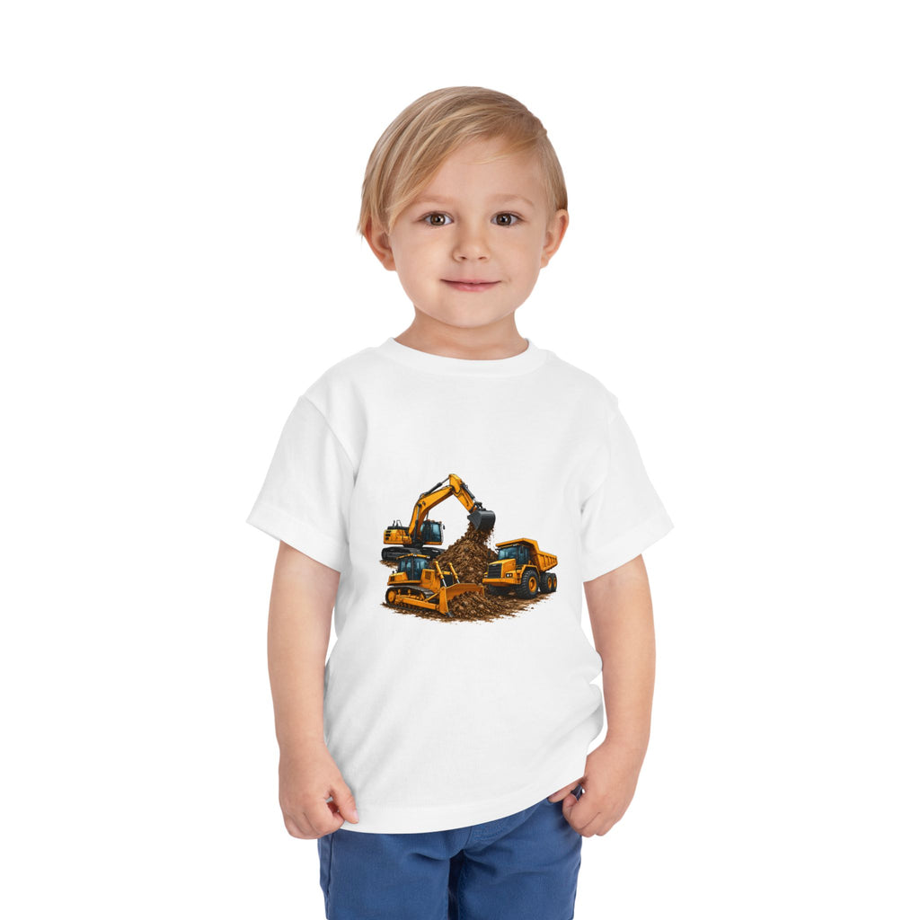 Toddler Tee — Construction Trucks Excavator & Dump Truck Graphic