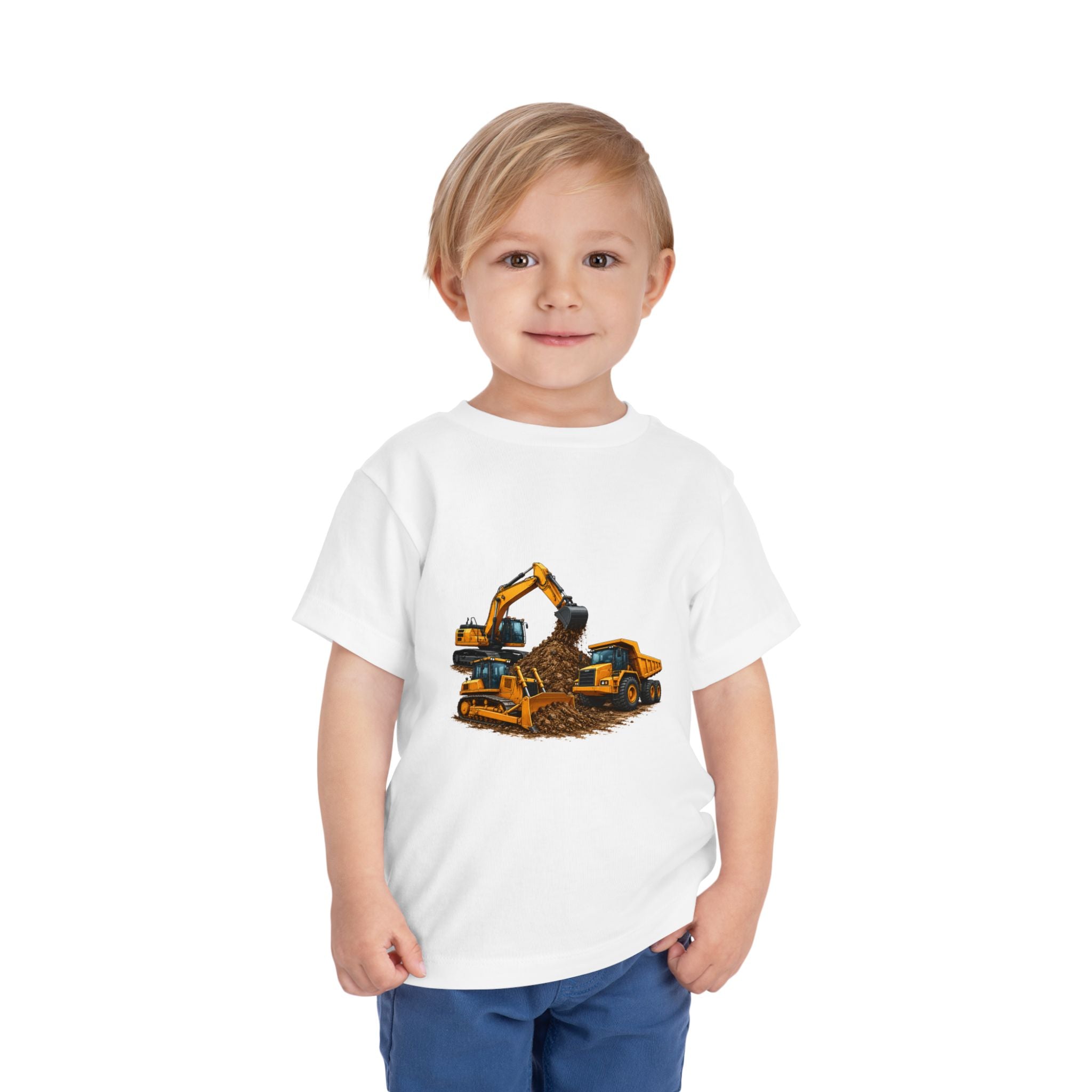 Toddler Tee — Construction Trucks Excavator & Dump Truck Graphic