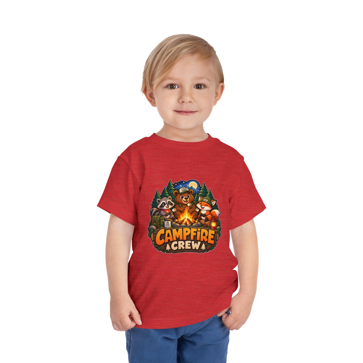 Toddler Tee — "Campfire Crew" Cute Woodland Animals Camping Shirt