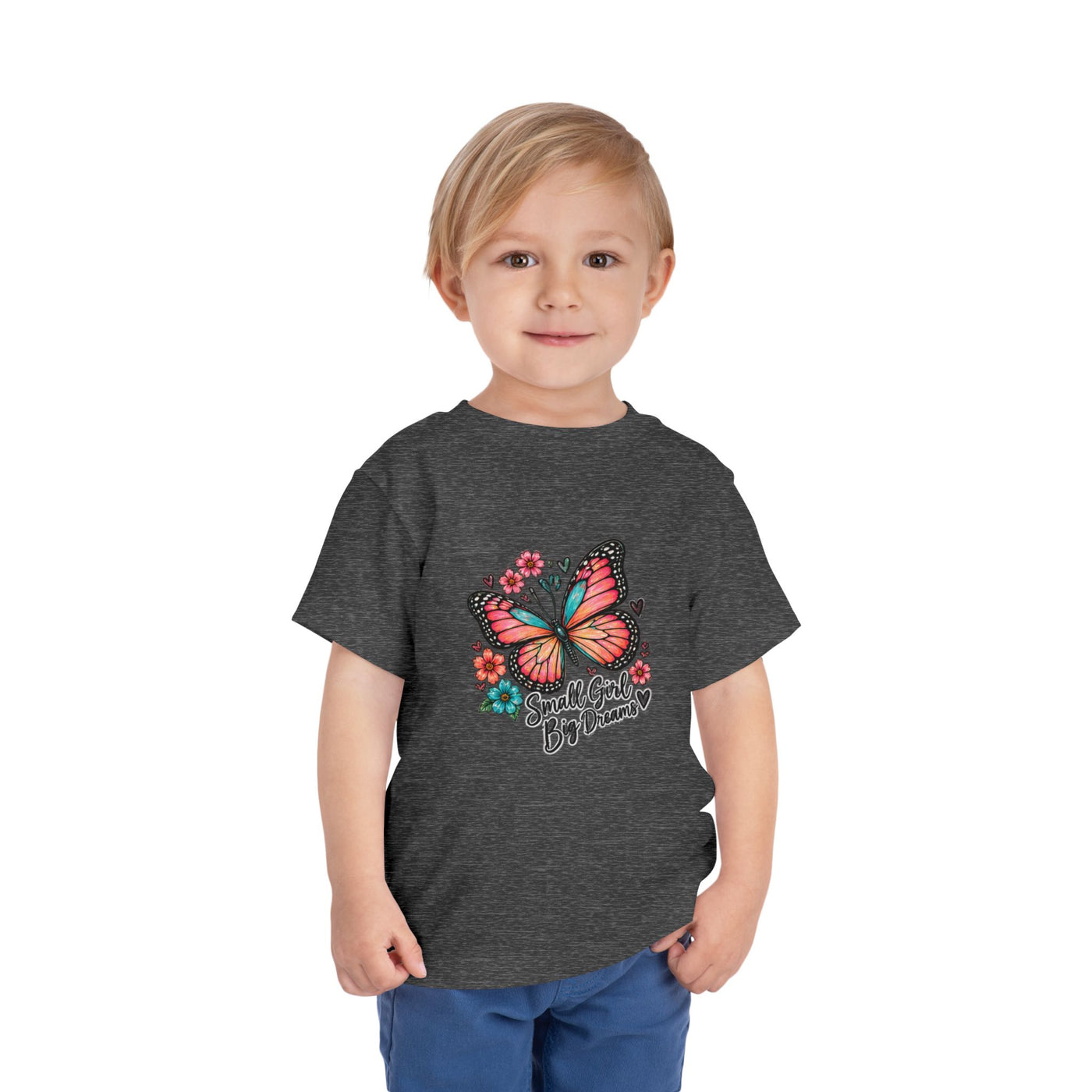 Toddler Tee — "Small Girl Big Dreams" Butterfly Floral Shirt