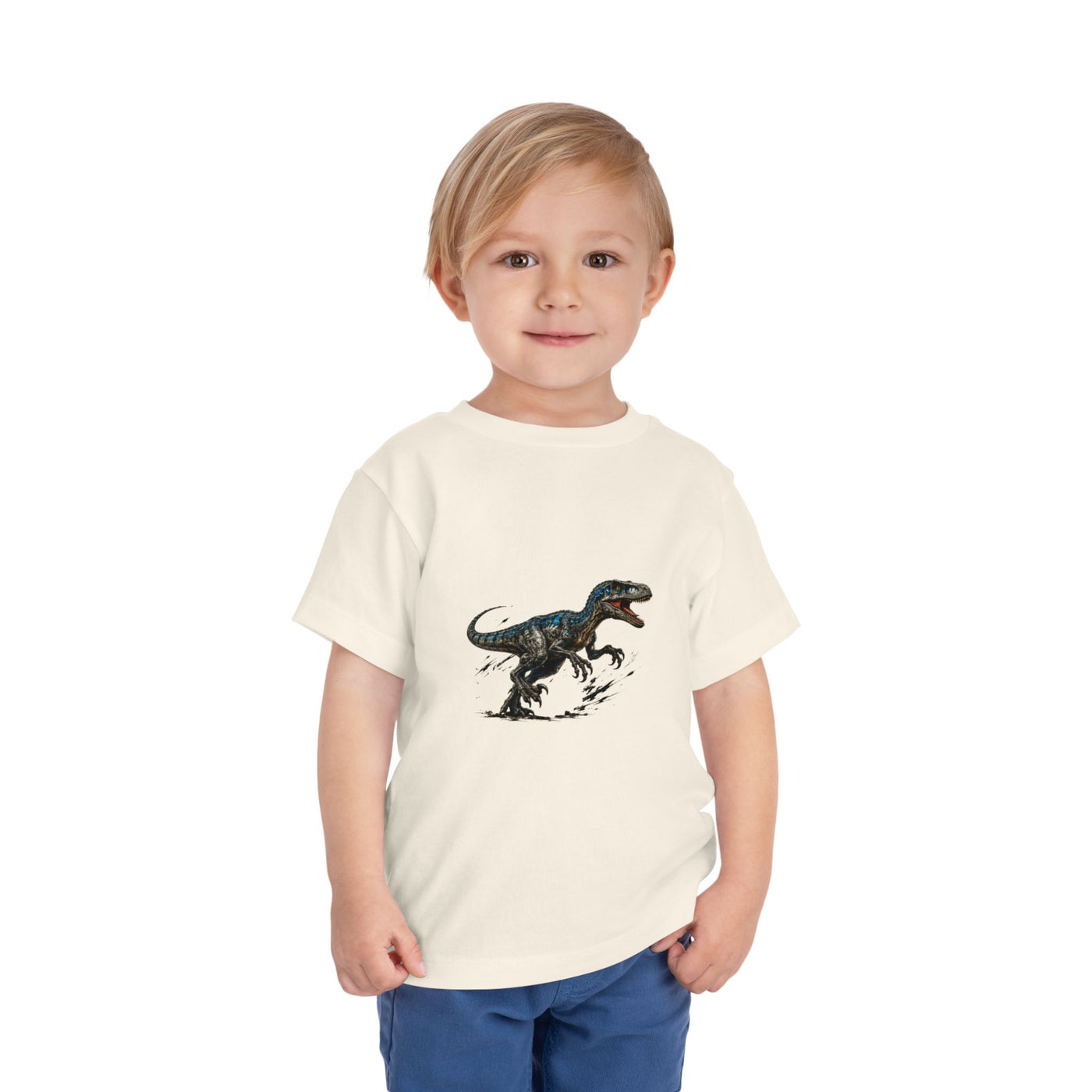 Toddler Tee — Running Velociraptor Dinosaur Graphic