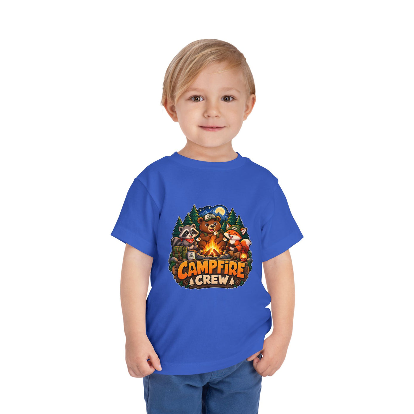 Toddler Tee — "Campfire Crew" Cute Woodland Animals Camping Shirt