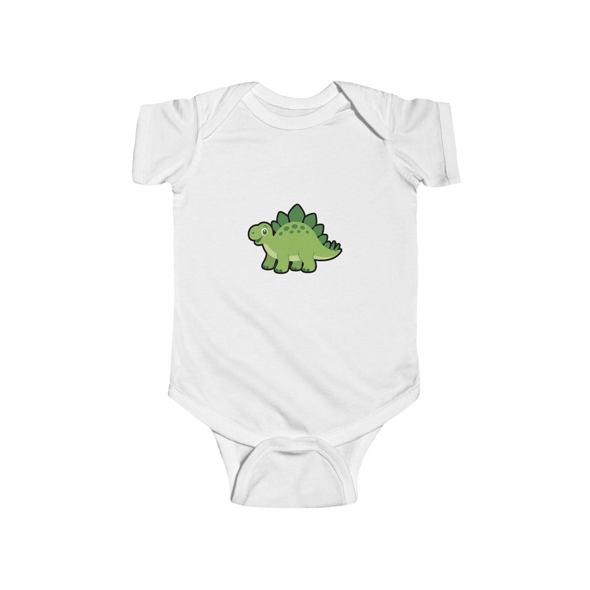 Baby Bodysuit — Cute Green Stegosaurus Dinosaur Infant Onesie - Front Patch Kids Co.